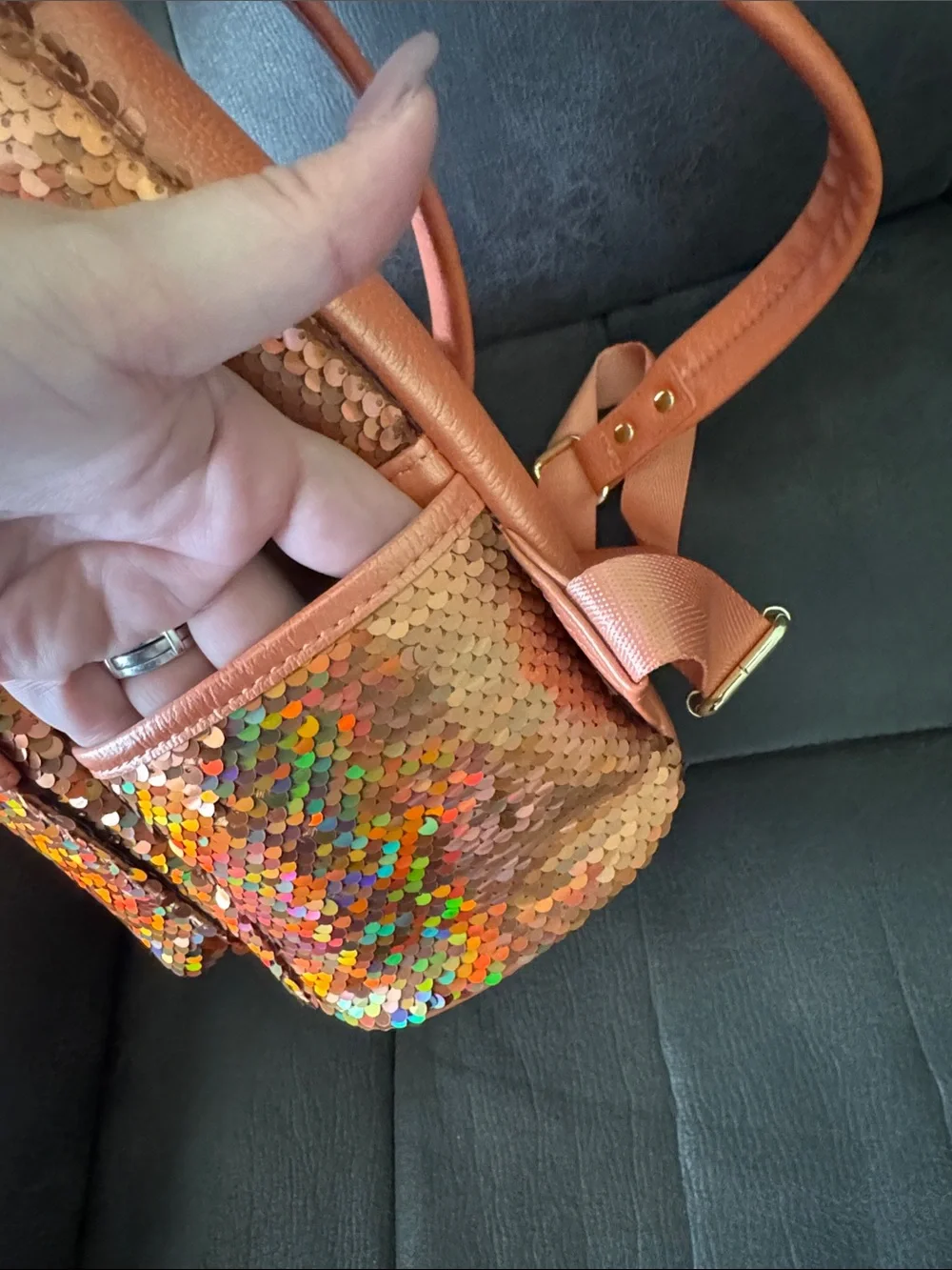 Loungefly Kids Copper Sequin Minnie Ear Mini Backpack
